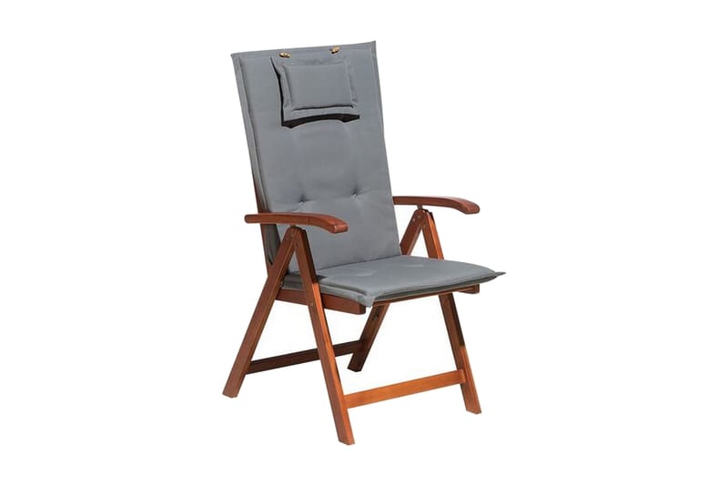 Canneto Stol med Hynde 6stk - Træ/Natur/Grafitgrå - Spisebordsstole udendørs - Altanstole