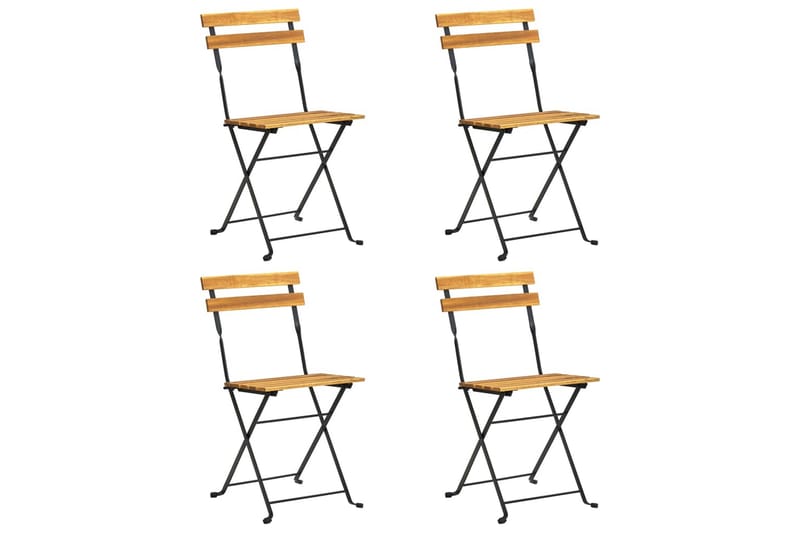 Foldbare Bistrostole 4 Stk. massivt Akacietræ - Brun - Havemøbler - Havestole - Spisebordsstole udendørs