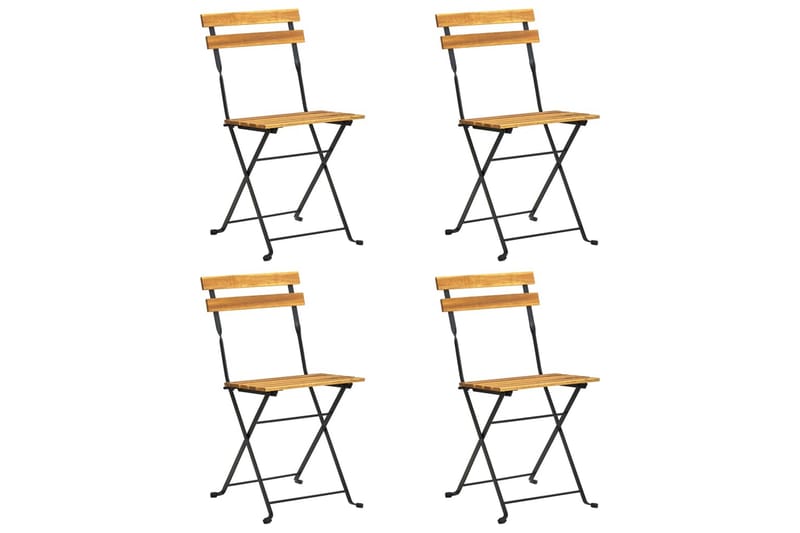 Foldbare Bistrostole 4 Stk. massivt Akacietræ - Brun - Spisebordsstole udendørs - Altanstole