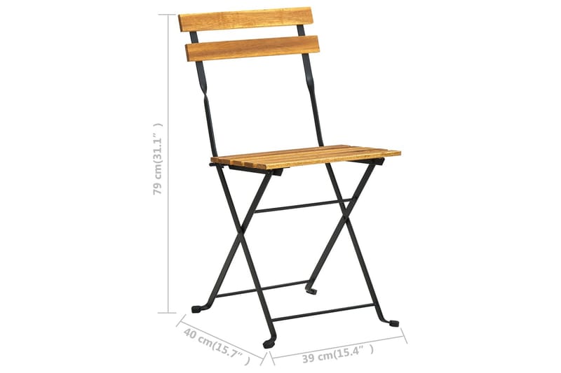 Foldbare Bistrostole 4 Stk. massivt Akacietræ - Brun - Havemøbler - Havestole - Spisebordsstole udendørs