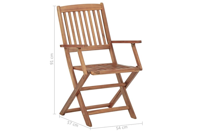 Foldbare Havestole 2 Stk. massivt Akacietræ - Brun - Spisebordsstole udendørs - Altanstole