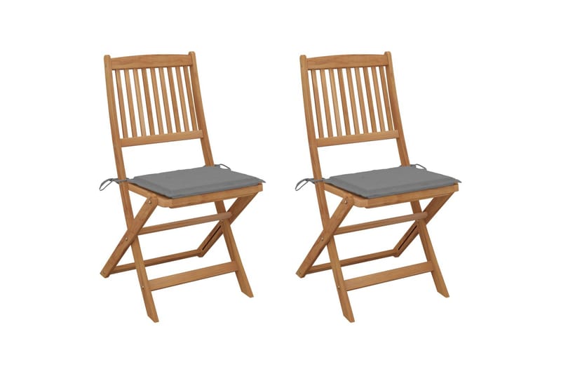 foldbare havestole 2 stk. med hynder massivt akacietræ - Spisebordsstole udendørs - Altanstole