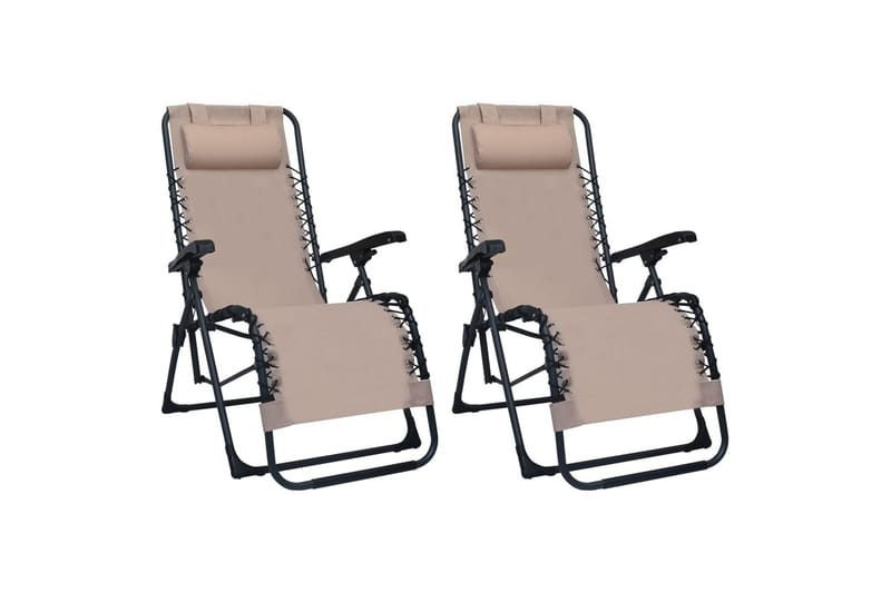 foldbare havestole 2 stk. textilene gråbrun - Gråbrun - Spisebordsstole udendørs - Altanstole