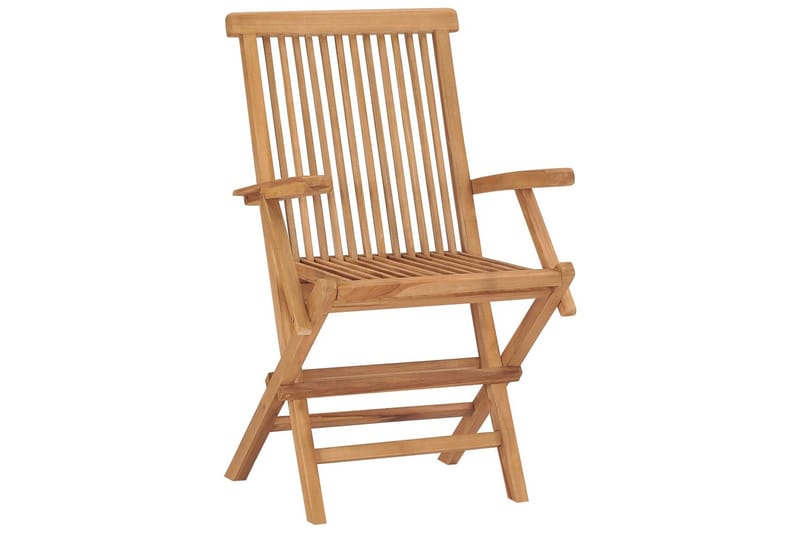 foldbare havestole 3 stk. massivt teaktræ - Brun - Spisebordsstole udendørs - Altanstole