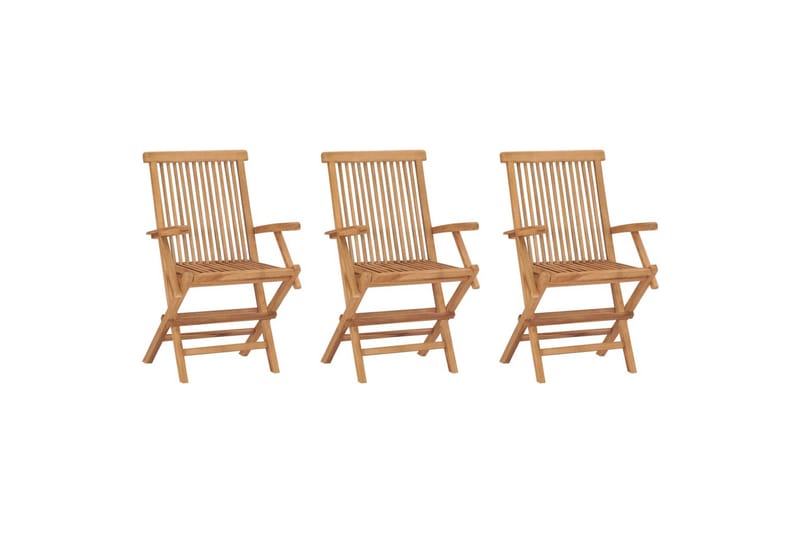 foldbare havestole 3 stk. massivt teaktræ - Brun - Havemøbler - Havestole - Spisebordsstole udendørs