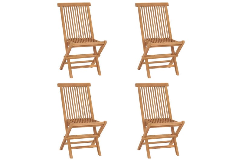 foldbare havestole 4 stk. massivt teaktræ - Brun - Spisebordsstole udendørs - Altanstole