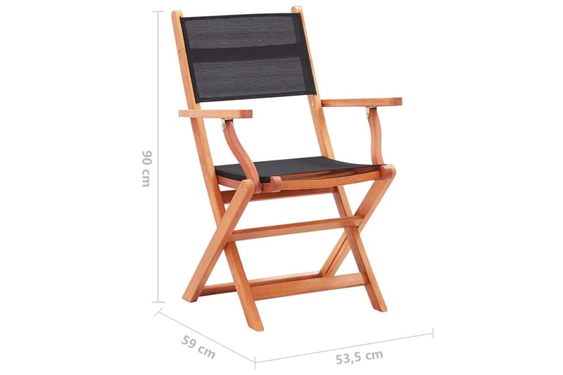 foldbare havestole 6 stk. massivt eukalyptustræ textilene - Brun - Spisebordsstole udendørs - Altanstole