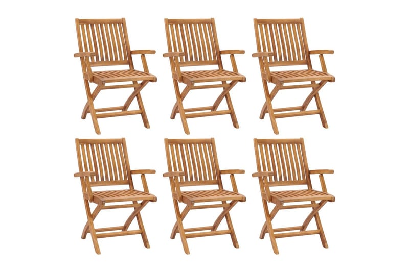 foldbare havestole 6 stk. massivt teaktræ - Brun - Havemøbler - Havestole - Spisebordsstole udendørs