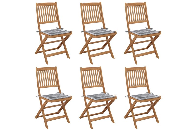 foldbare havestole 6 stk. med hynder massivt akacietræ - Brun - Havemøbler - Havestole - Spisebordsstole udendørs