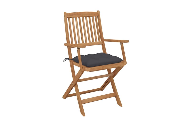 foldbare havestole 6 stk. med hynder massivt akacietræ - Brun - Spisebordsstole udendørs - Altanstole
