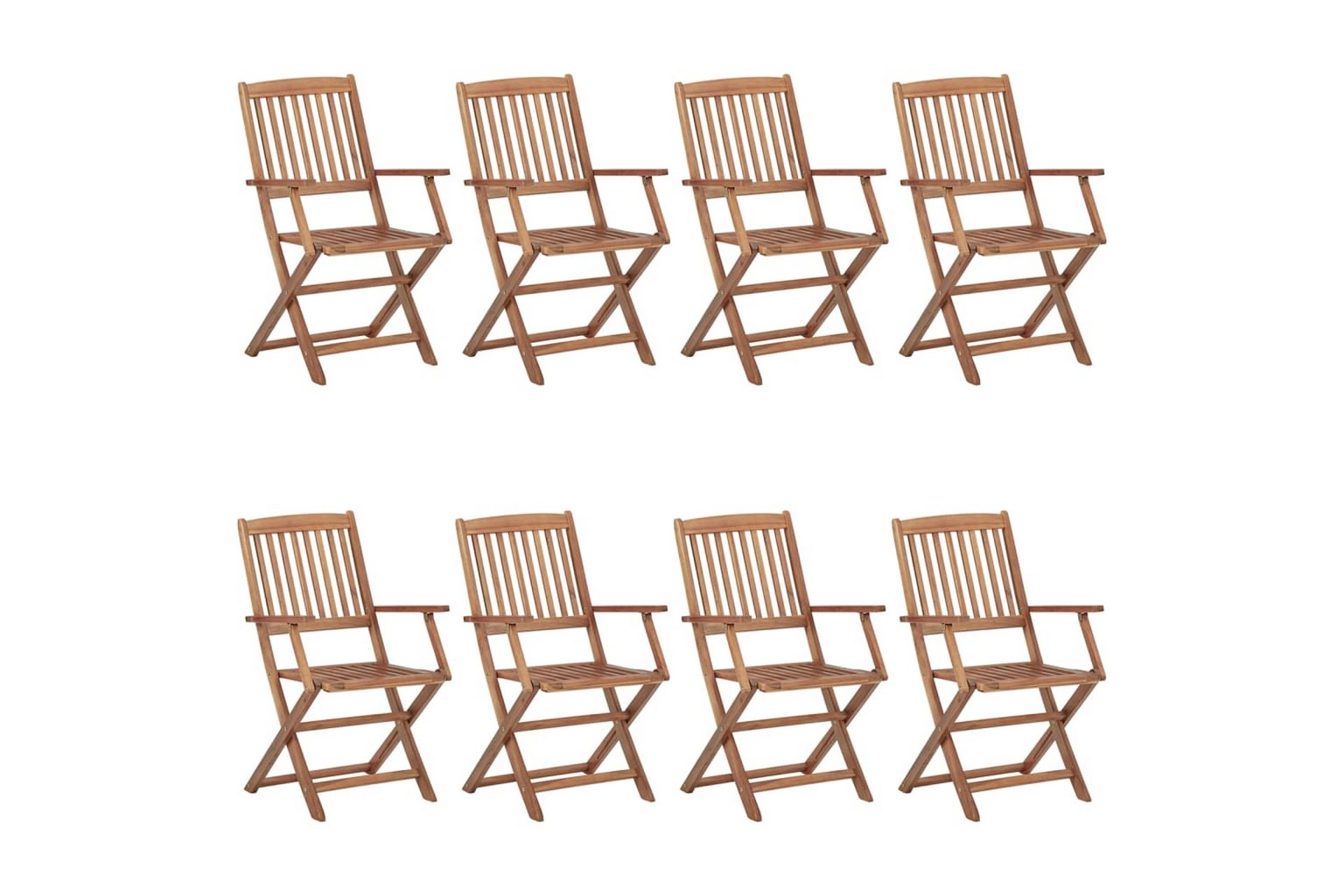 foldbare havestole 8 stk. massivt akacietræ - Brun - Havemøbler - Havestole - Spisebordsstole udendørs