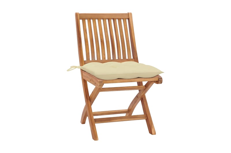 foldbare havestole 8 stk. med hynder massivt teaktræ - Brun - Spisebordsstole udendørs - Altanstole