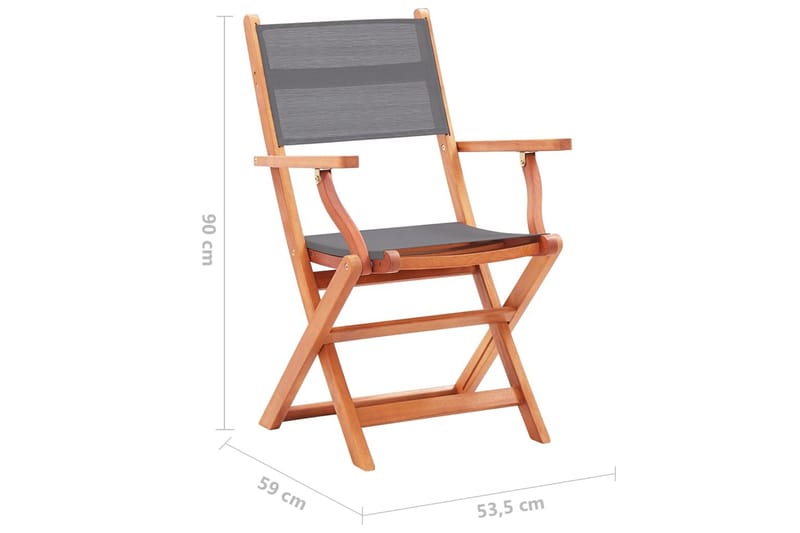 foldbare havestole 8stk. massivt eukalyptustræ textilene grå - Brun - Spisebordsstole udendørs - Altanstole
