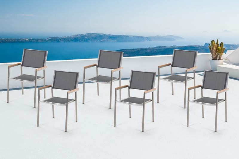 Grosseto Havestol 6 St 58 cm - Grå - Spisebordsstole udendørs - Altanstole