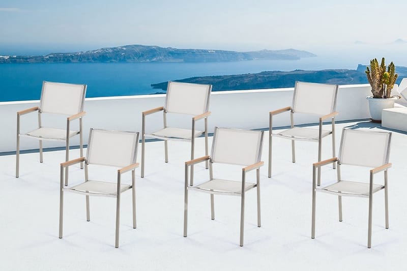 Grosseto Havestol 6 St 58 cm - Hvid - Spisebordsstole udendørs - Altanstole