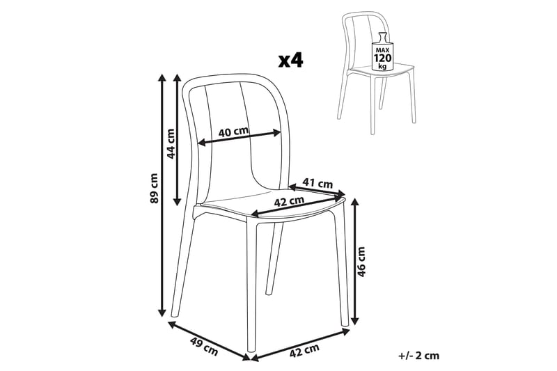 Havestol 4 st hvid/grå SPEZIA - Hvid - Havemøbler - Havestole - Spisebordsstole udendørs