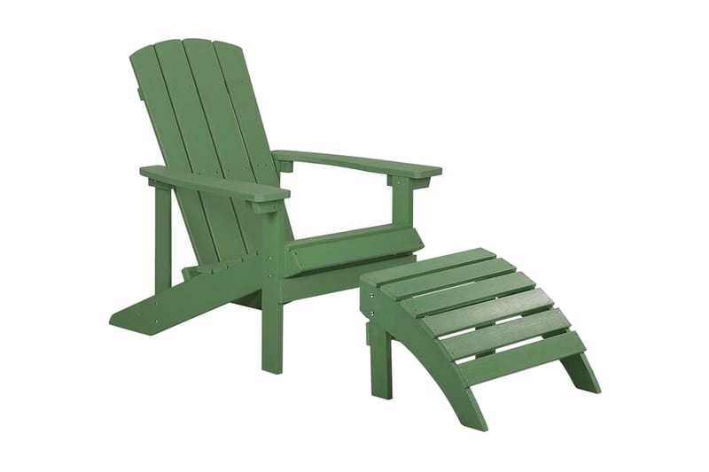 Havestol med Fodskammel Grøn Fodskammel - Grøn - Spisebordsstole udendørs - Altanstole