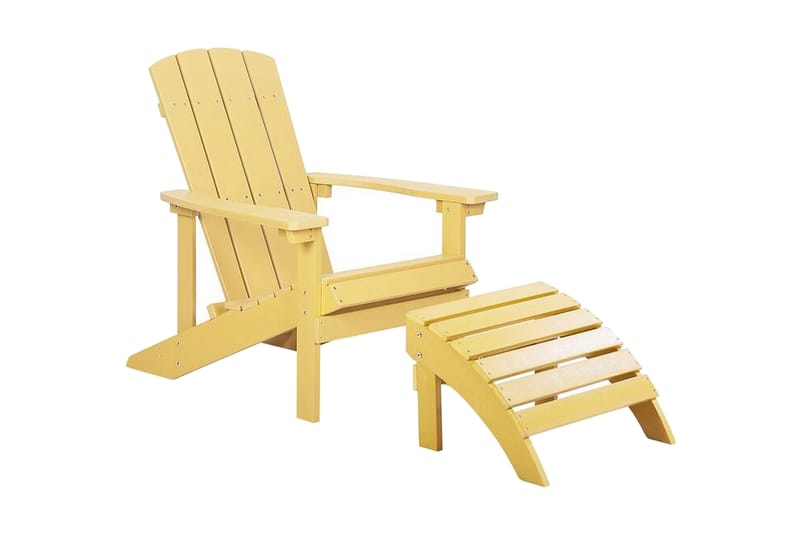 Havestol med Fodskammel gul ADIRONDACK - Gul - Spisebordsstole udendørs - Altanstole