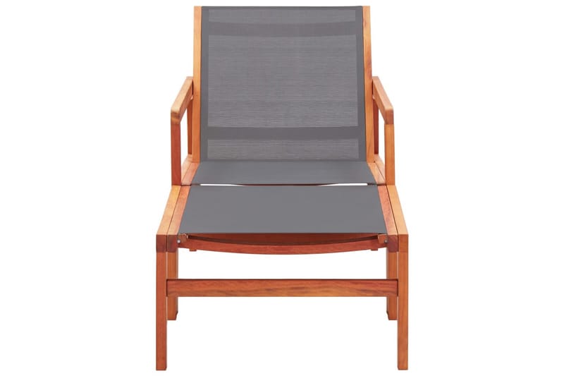 Havestol Med Fodskammel Massivt Eukalyptustræ Textilene Grå - Spisebordsstole udendørs - Altanstole