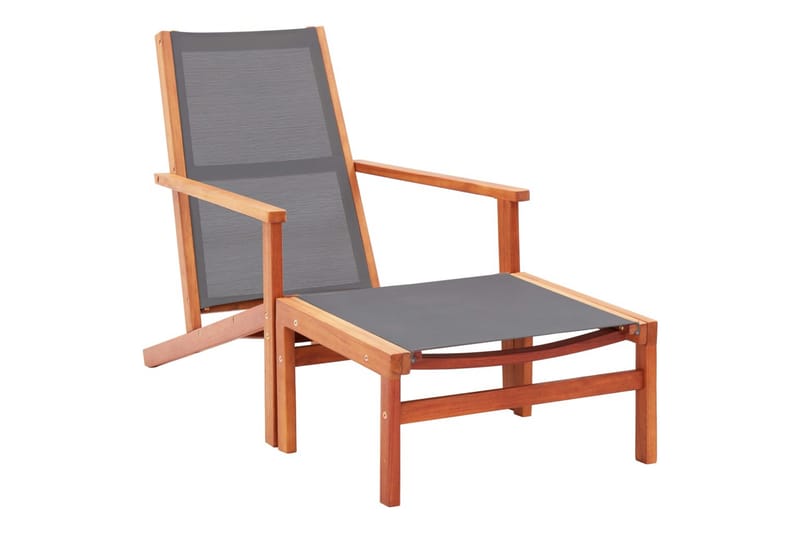 Havestol Med Fodskammel Massivt Eukalyptustræ Textilene Grå - Spisebordsstole udendørs - Altanstole