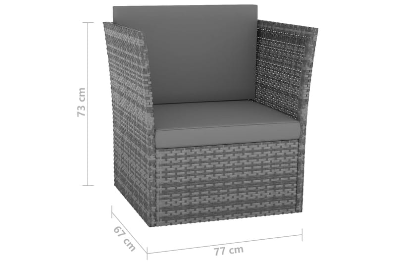 havestol med fodskammel polyrattan antracitgrå - Spisebordsstole udendørs - Altanstole