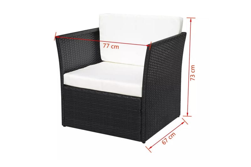 Havestol Med Fodskammel Polyrattan Sort - Sort - Havemøbler - Havestole - Spisebordsstole udendørs