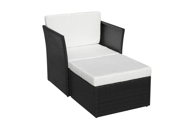 Havestol Med Fodskammel Polyrattan Sort - Sort - Havemøbler - Havestole - Spisebordsstole udendørs