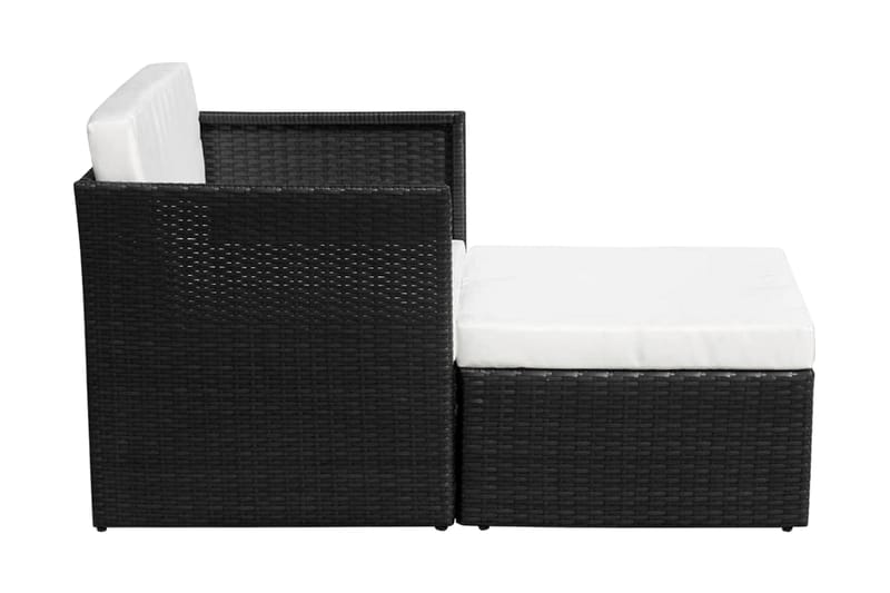 Havestol Med Fodskammel Polyrattan Sort - Sort - Havemøbler - Havestole - Spisebordsstole udendørs
