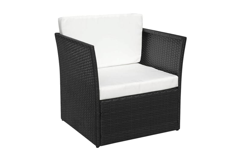 Havestol Med Fodskammel Polyrattan Sort - Sort - Havemøbler - Havestole - Spisebordsstole udendørs