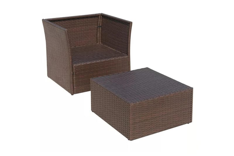 Havestol Med Fodskammel Polyrattan Brun - Brun - Havemøbler - Havestole - Spisebordsstole udendørs