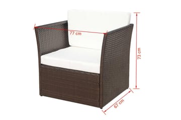 Havestol Med Fodskammel Polyrattan Brun - Brun - Havemøbler - Havestole - Spisebordsstole udendørs