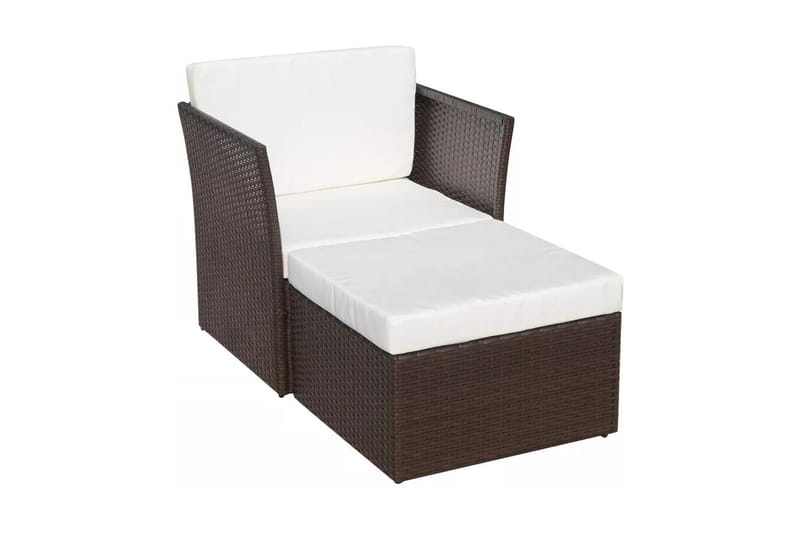 Havestol Med Fodskammel Polyrattan Brun - Brun - Havemøbler - Havestole - Spisebordsstole udendørs