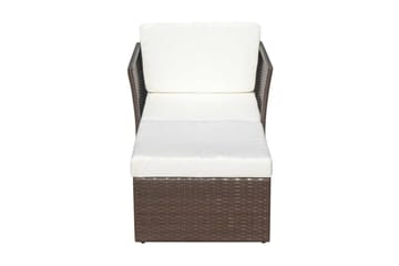 Havestol Med Fodskammel Polyrattan Brun - Brun - Havemøbler - Havestole - Spisebordsstole udendørs