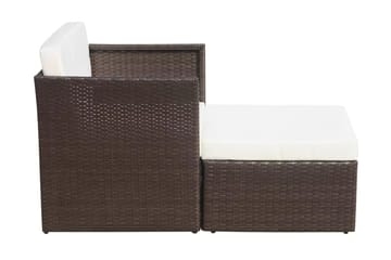 Havestol Med Fodskammel Polyrattan Brun - Brun - Havemøbler - Havestole - Spisebordsstole udendørs