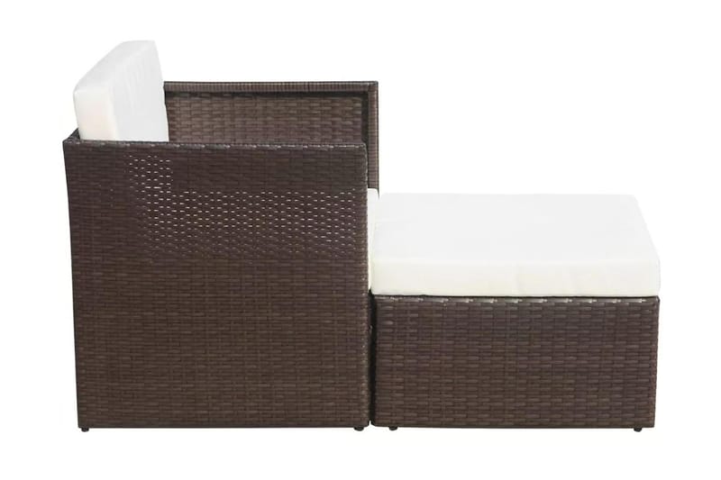 Havestol Med Fodskammel Polyrattan Brun - Brun - Havemøbler - Havestole - Spisebordsstole udendørs