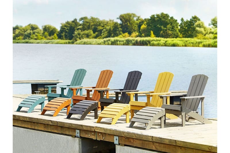 Havestol med Lysegrå Fodskammel ADIRONDACK - Grå - Havemøbler - Havestole - Solstole - Dækstol