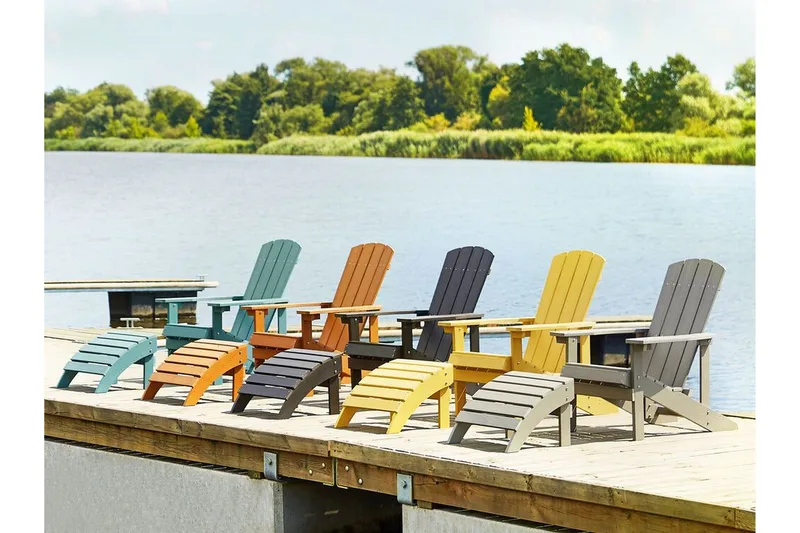 Havestol med Lysegrå Fodskammel ADIRONDACK - Grå - Havemøbler - Havestole - Solstole - Dækstol