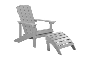 Havestol med Lysegrå Fodskammel ADIRONDACK - Grå - Havemøbler - Havestole - Solstole - Dækstol