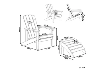 Havestol med Lysegrå Fodskammel ADIRONDACK - Grå - Havemøbler - Havestole - Solstole - Dækstol