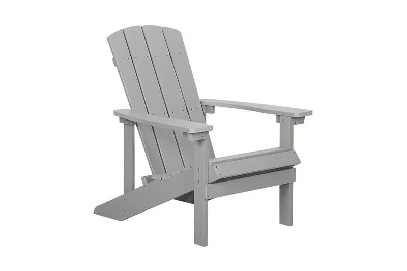 Havestol med Lysegrå Fodskammel ADIRONDACK - Grå - Havemøbler - Havestole - Solstole - Dækstol