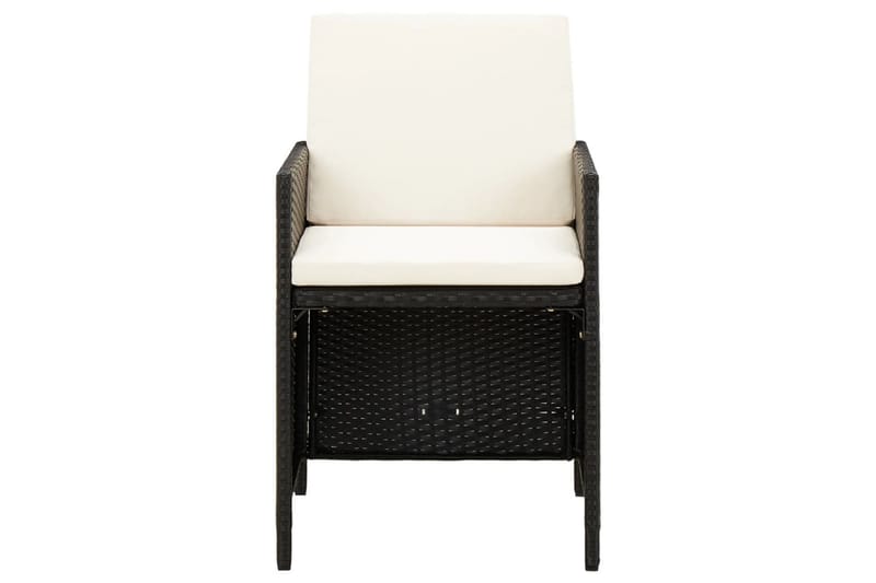 havestol med skamler 4 dele polyrattan sort - Sort - Spisebordsstole udendørs - Altanstole