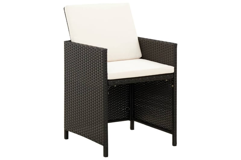 havestol med skamler 4 dele polyrattan sort - Sort - Spisebordsstole udendørs - Altanstole