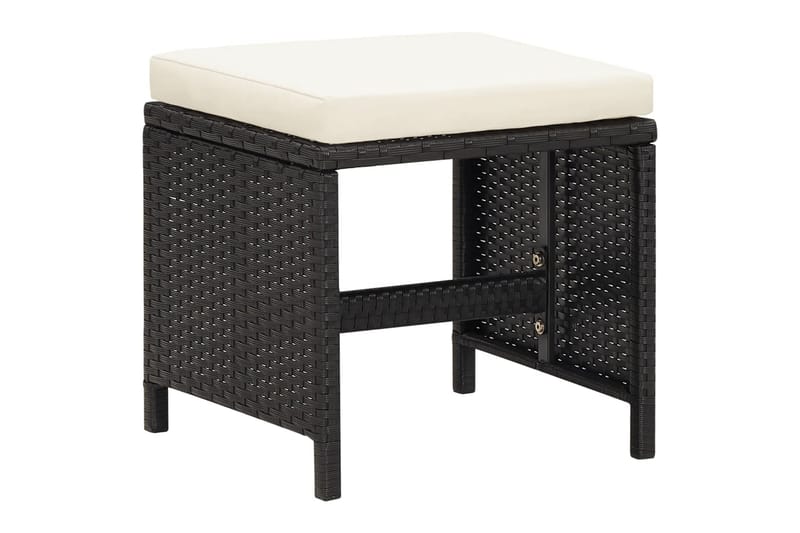 havestol med skamler 4 dele polyrattan sort - Sort - Havemøbler - Havestole - Spisebordsstole udendørs
