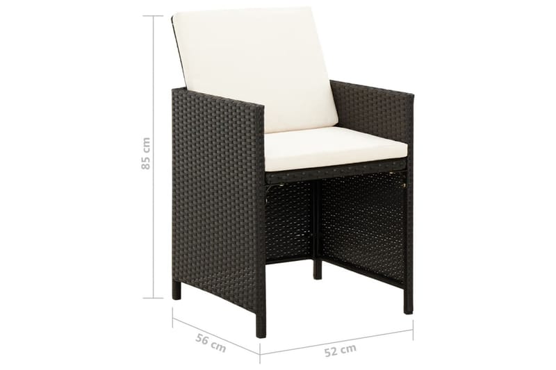 havestol med skamler 4 dele polyrattan sort - Sort - Havemøbler - Havestole - Spisebordsstole udendørs