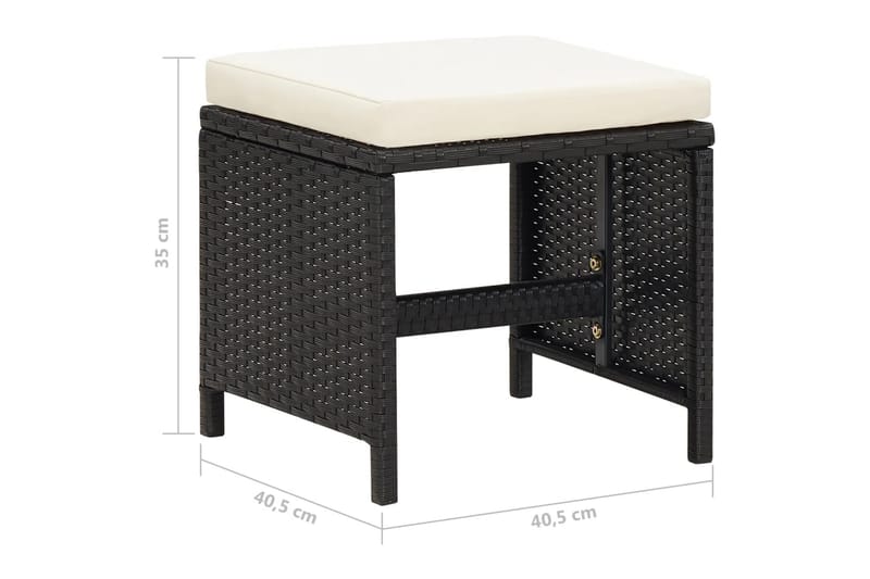 havestol med skamler 4 dele polyrattan sort - Sort - Havemøbler - Havestole - Spisebordsstole udendørs