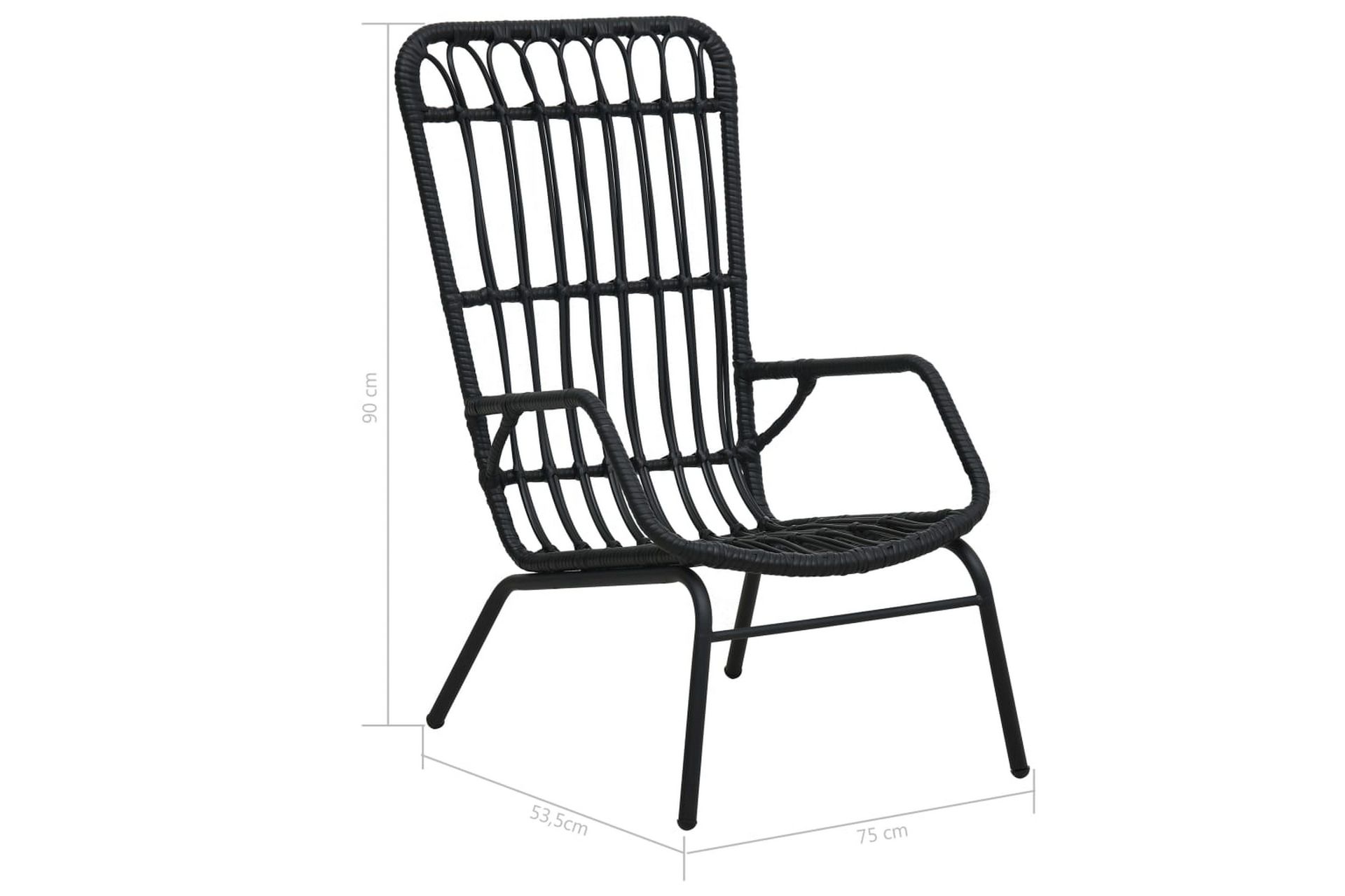Havestol Polyrattan Sort - Sort - Havemøbler - Havestole - Spisebordsstole udendørs