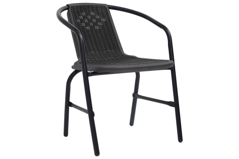 havestole 2 stk. 110 kg plastikrattan og stål - Sort - Spisebordsstole udendørs - Altanstole