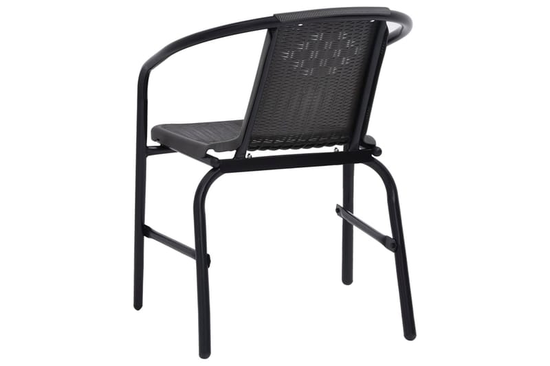 havestole 2 stk. 110 kg plastikrattan og stål - Sort - Spisebordsstole udendørs - Altanstole