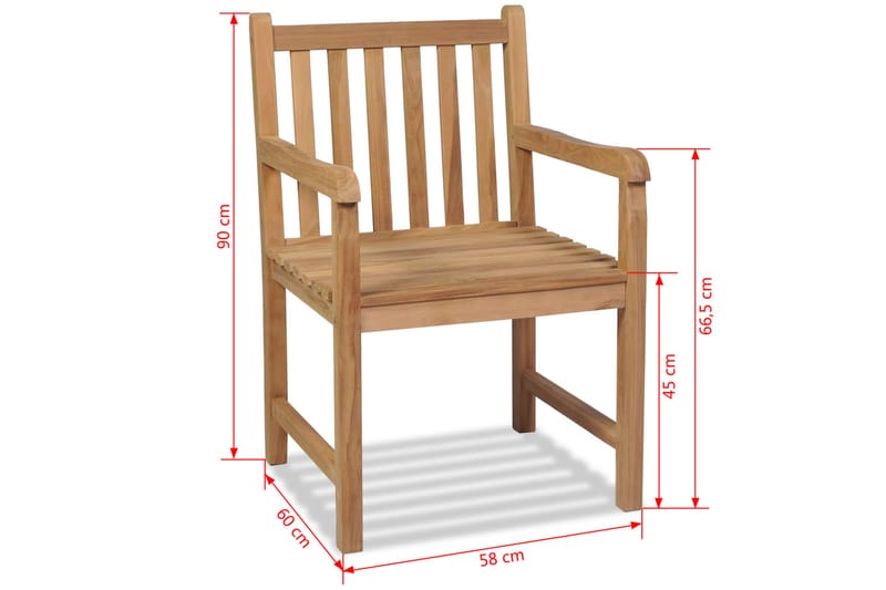 Havestole 2 Stk. Massivt Teaktræ - Brun - Spisebordsstole udendørs - Altanstole