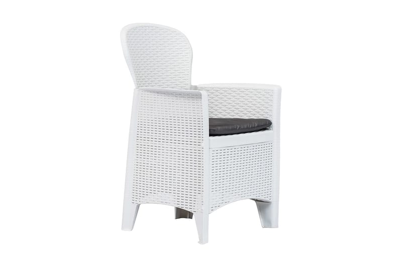 Havestole 2 Stk. Med Hynde Plastik Rattanlook Hvid - Hvid - Spisebordsstole udendørs - Altanstole